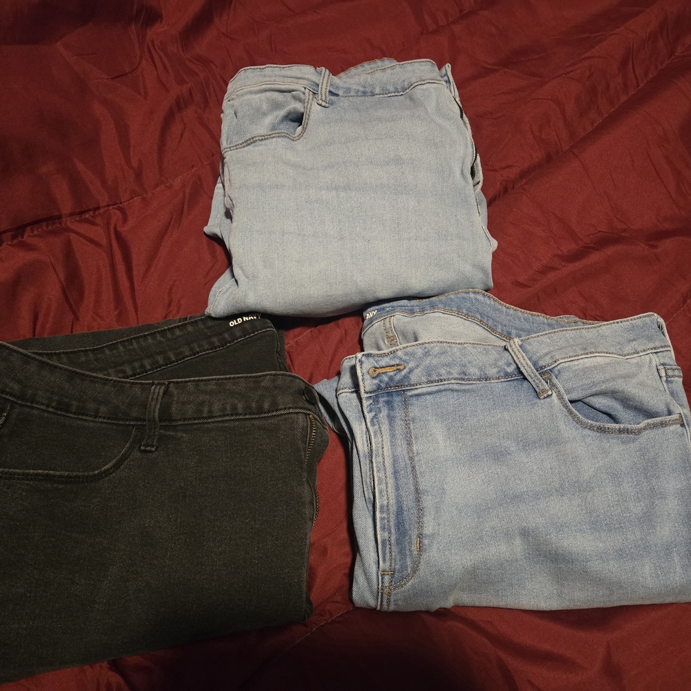 Old Navy Black and Light Blue Women's Skinny Jeans